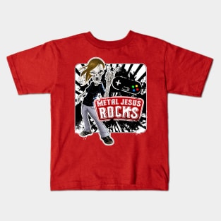 Metal Jesus Skeleton ROCKS Kids T-Shirt